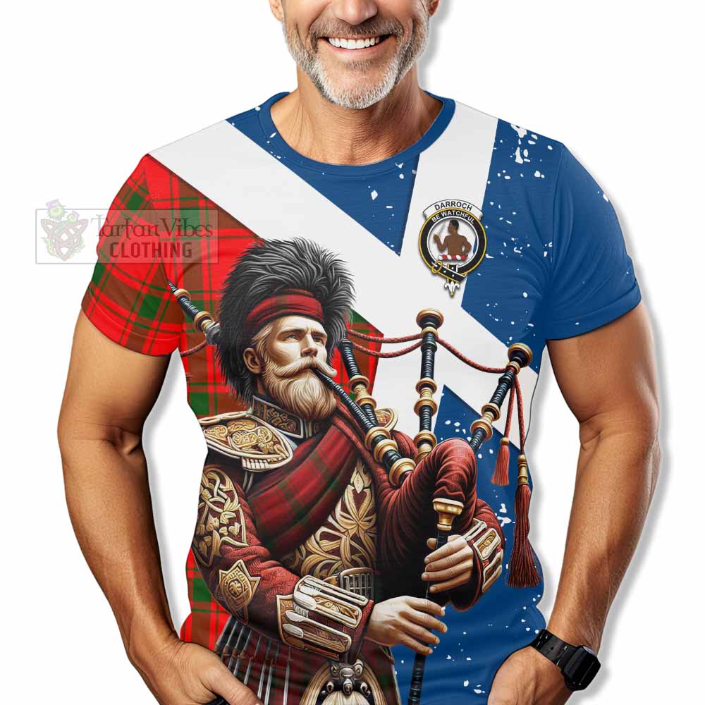 Darroch Tartan T-Shirt with Family Crest Scottish Bagpiper Vibes - Tartan Vibes Clothing