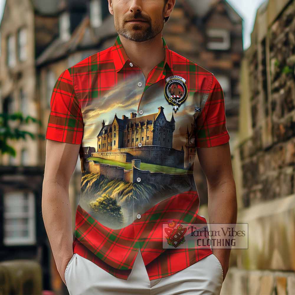 Darroch Tartan Family Crest Hawaiian Shirt with Scottish Ancient Castle Style - Tartan Vibes Clothing