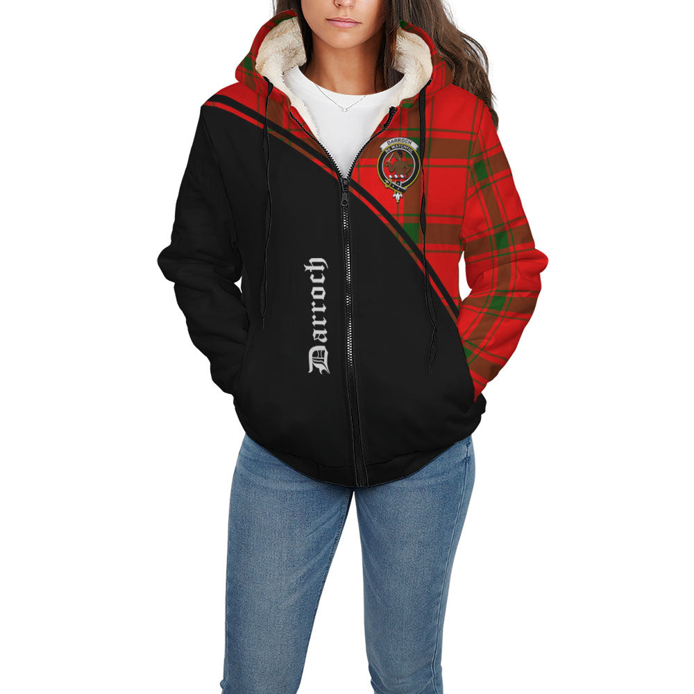 Darroch Tartan Sherpa Hoodie with Family Crest Curve Style - Tartan Vibes Clothing