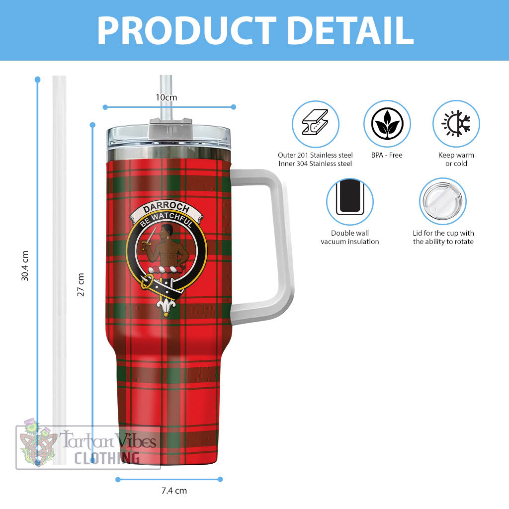 Darroch Tartan Tumbler with Handle with Family Crest - Tartan Vibes Clothing