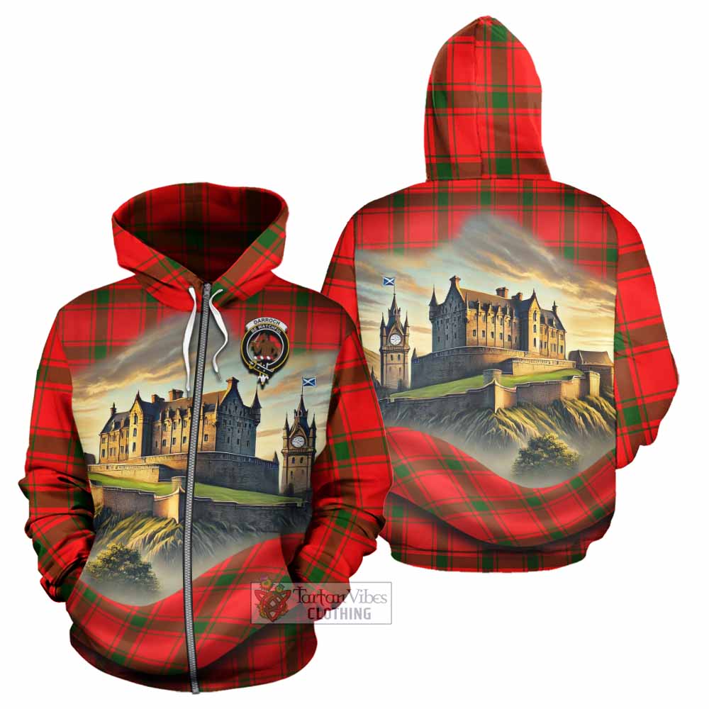 Darroch Tartan Family Crest Hoodie with Scottish Ancient Castle Style Zip Hoodie - Tartan Vibes Clothing