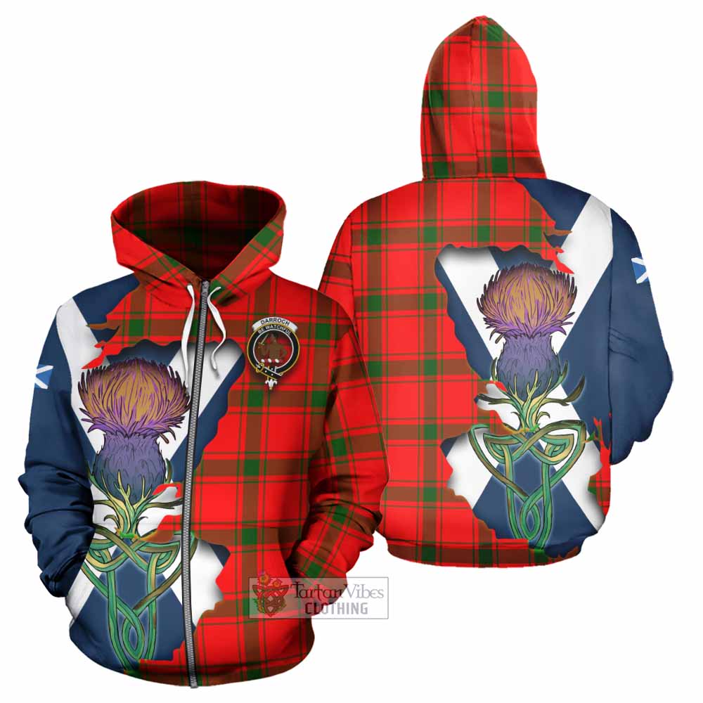 Darroch Tartan Family Crest Hoodie Scottish Thistle Celtic Inspired Zip Hoodie - Tartan Vibes Clothing