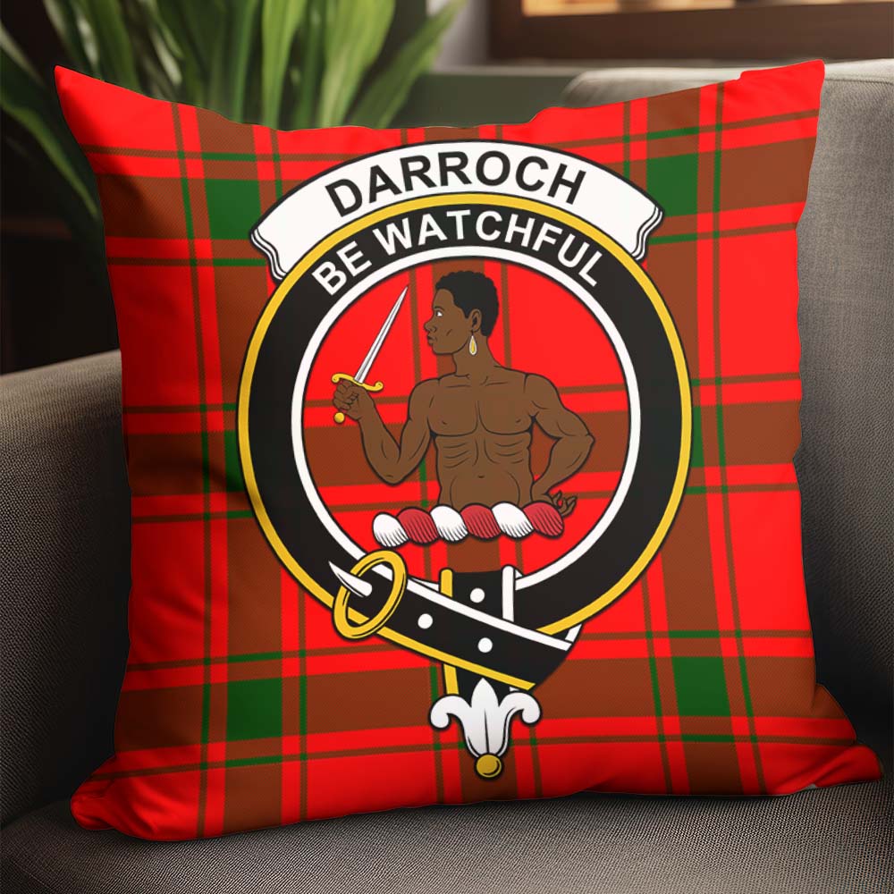 Darroch Tartan Pillow Cover with Family Crest - Tartan Vibes Clothing