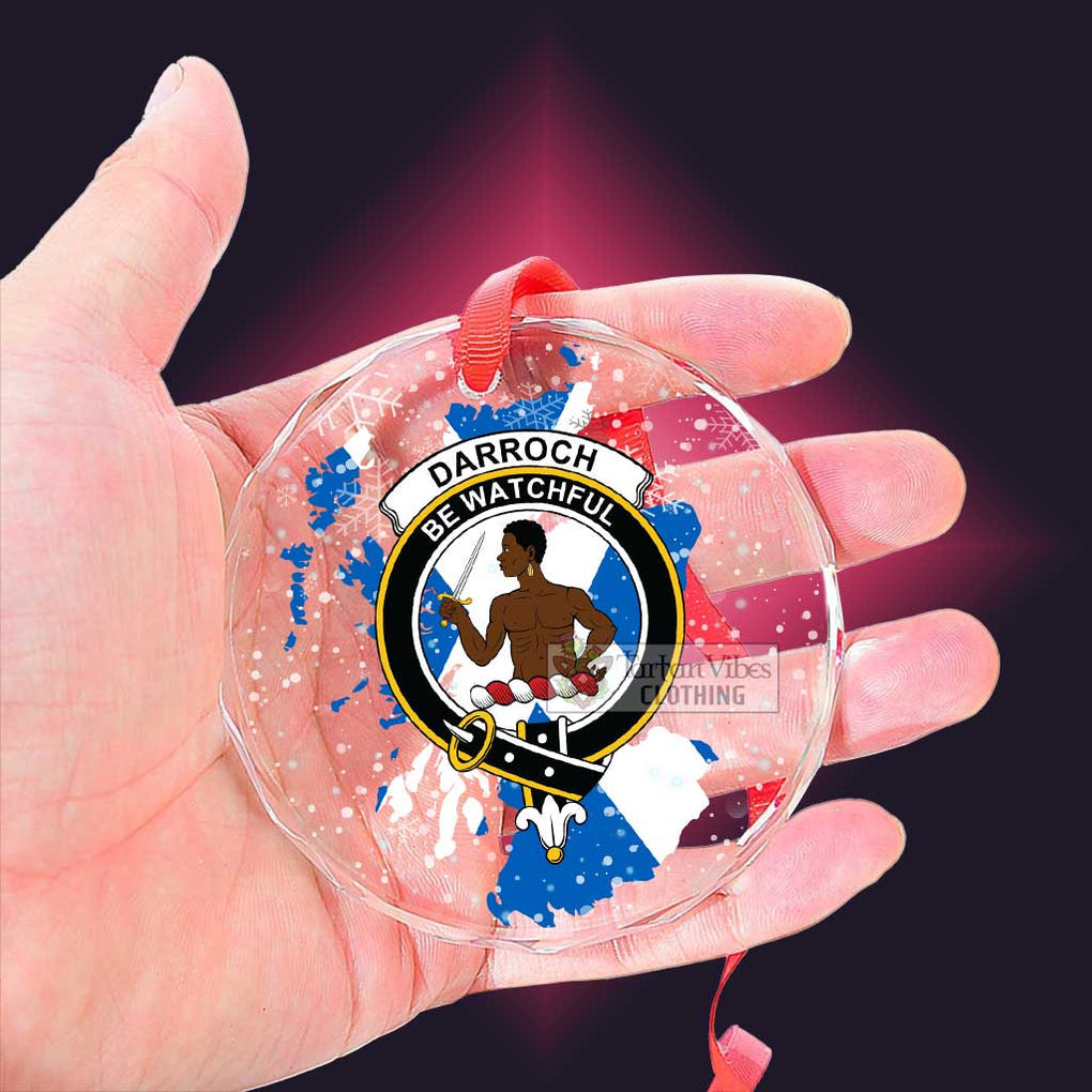 Darroch Clan Crest Christmas Glass Ornament with Scotland Map - 2D-tartanvibesclothing
