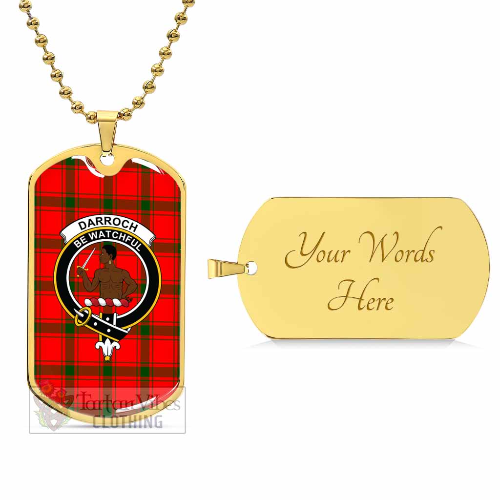 Darroch Tartan Dog Tag Necklace with Family Crest Gold Yes - Tartan Vibes Clothing
