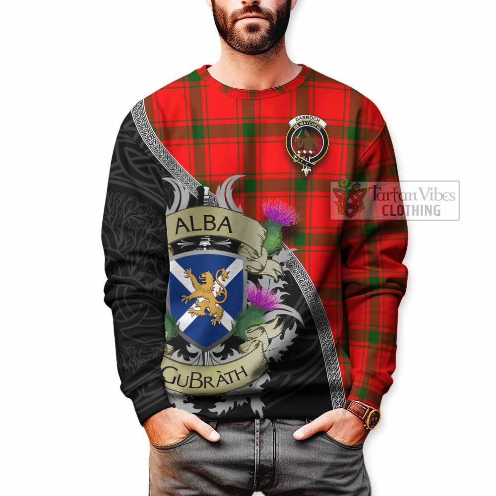 Darroch Tartan Family Crest Sweatshirt Lion Rampant Royal Thistle Shield Celtic Inspired - Tartan Vibes Clothing
