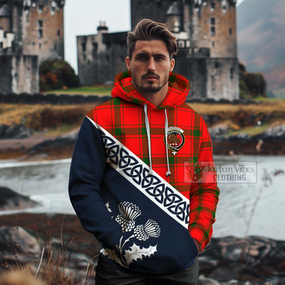 Darroch Tartan Cotton Hoodie Featuring Thistle and Scotland Map - Tartan Vibes Clothing