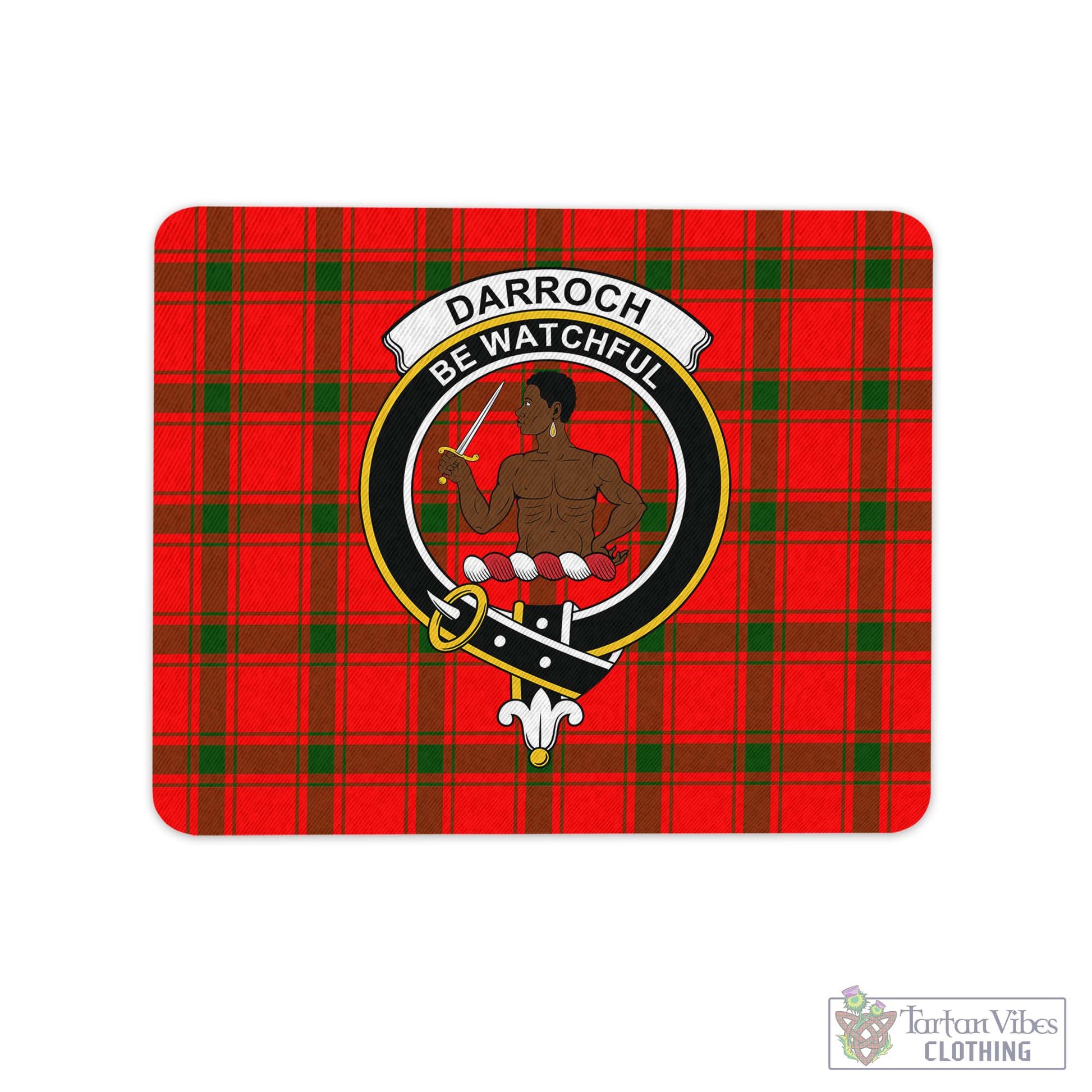 Tartan Vibes Clothing Darroch Tartan Mouse Pad with Family Crest