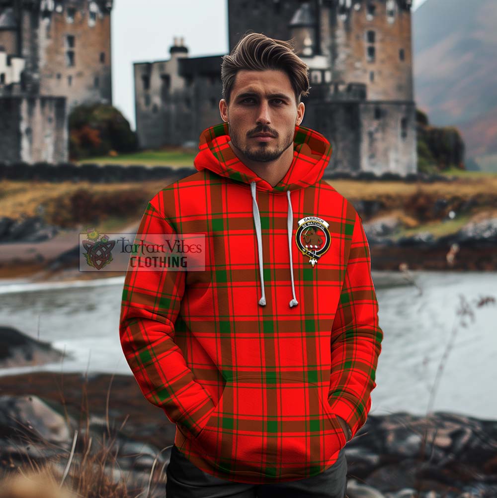 Darroch Tartan Cotton Hoodie with Family Crest Celtic Skull Style - Tartan Vibes Clothing