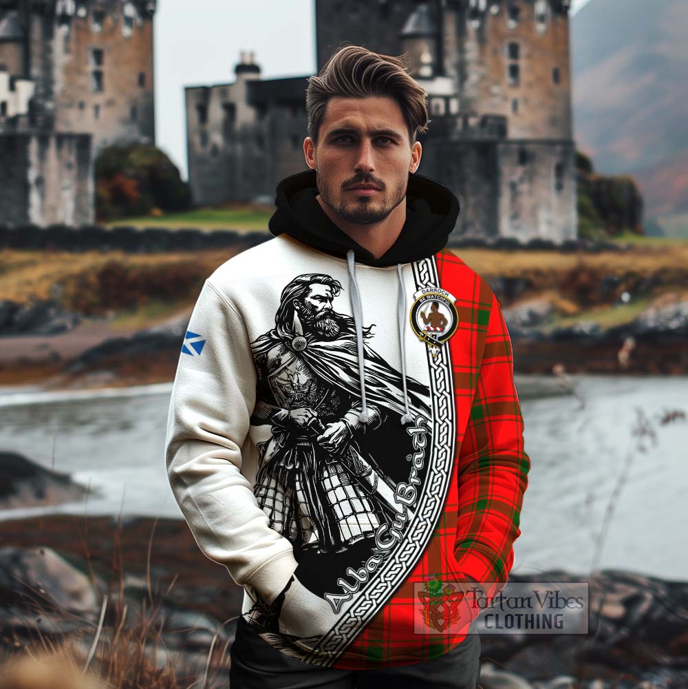 Darroch Tartan Clan Crest Cotton Hoodie with Highlander Warrior Celtic Style - Tartan Vibes Clothing