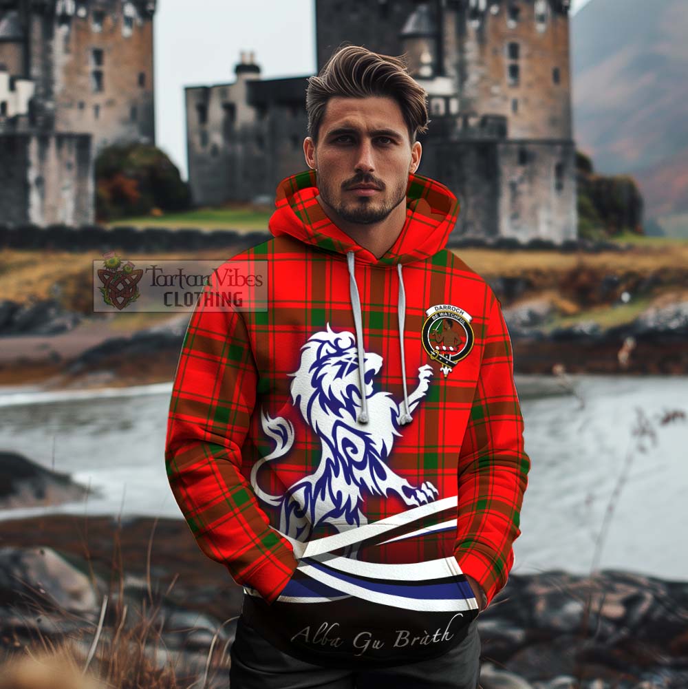 Darroch Tartan Cotton Hoodie with Alba Gu Brath Regal Lion Emblem - Tartan Vibes Clothing