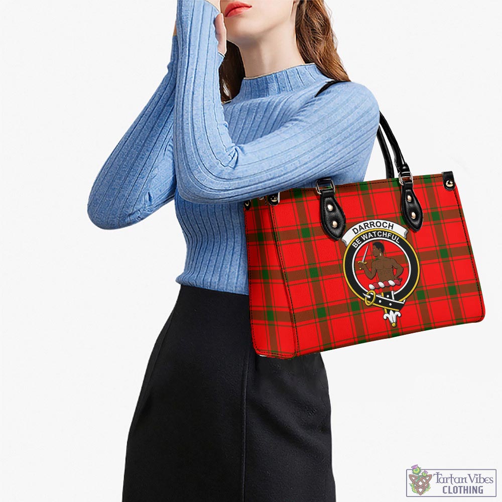 Darroch Tartan Luxury Leather Handbags with Family Crest - Tartan Vibes Clothing