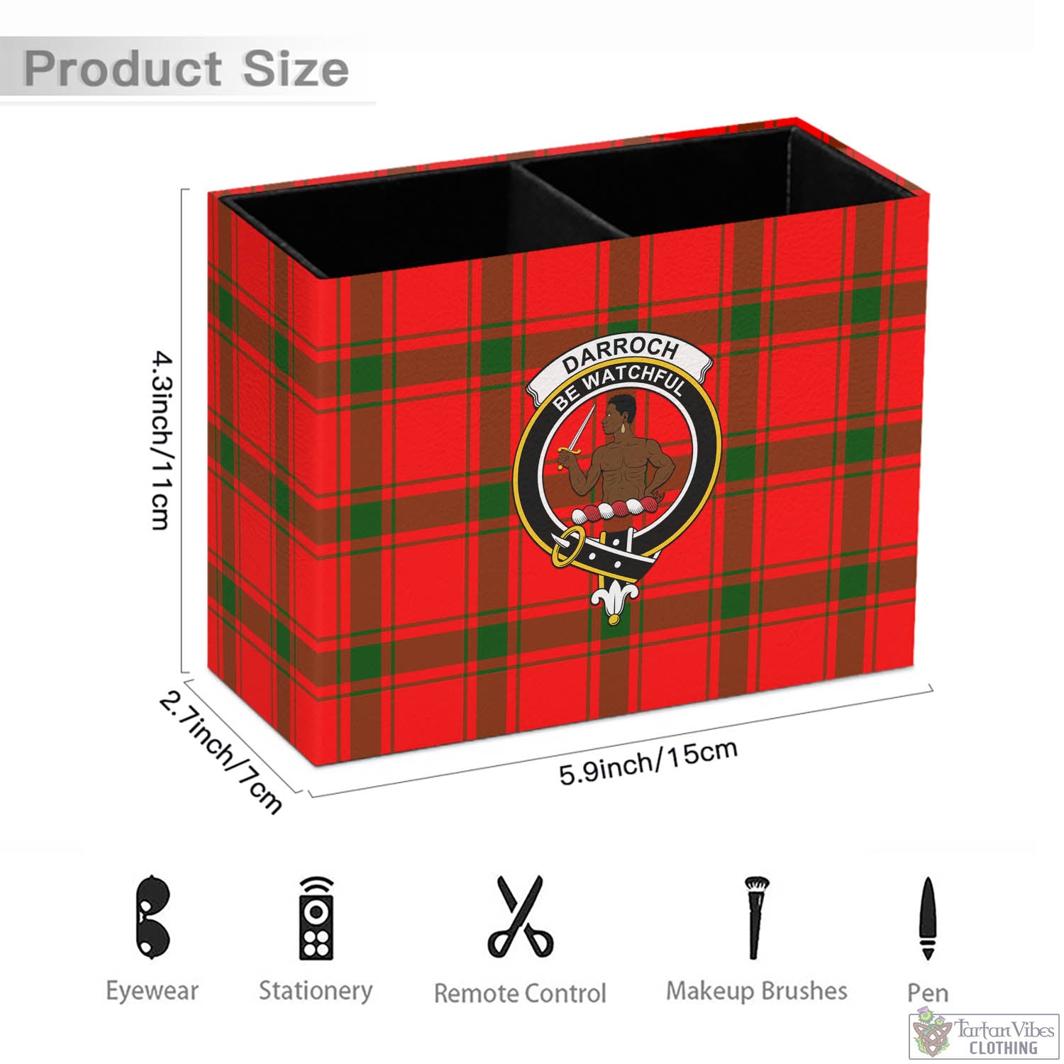 Darroch Tartan Pen Holder with Family Crest - Tartan Vibes Clothing