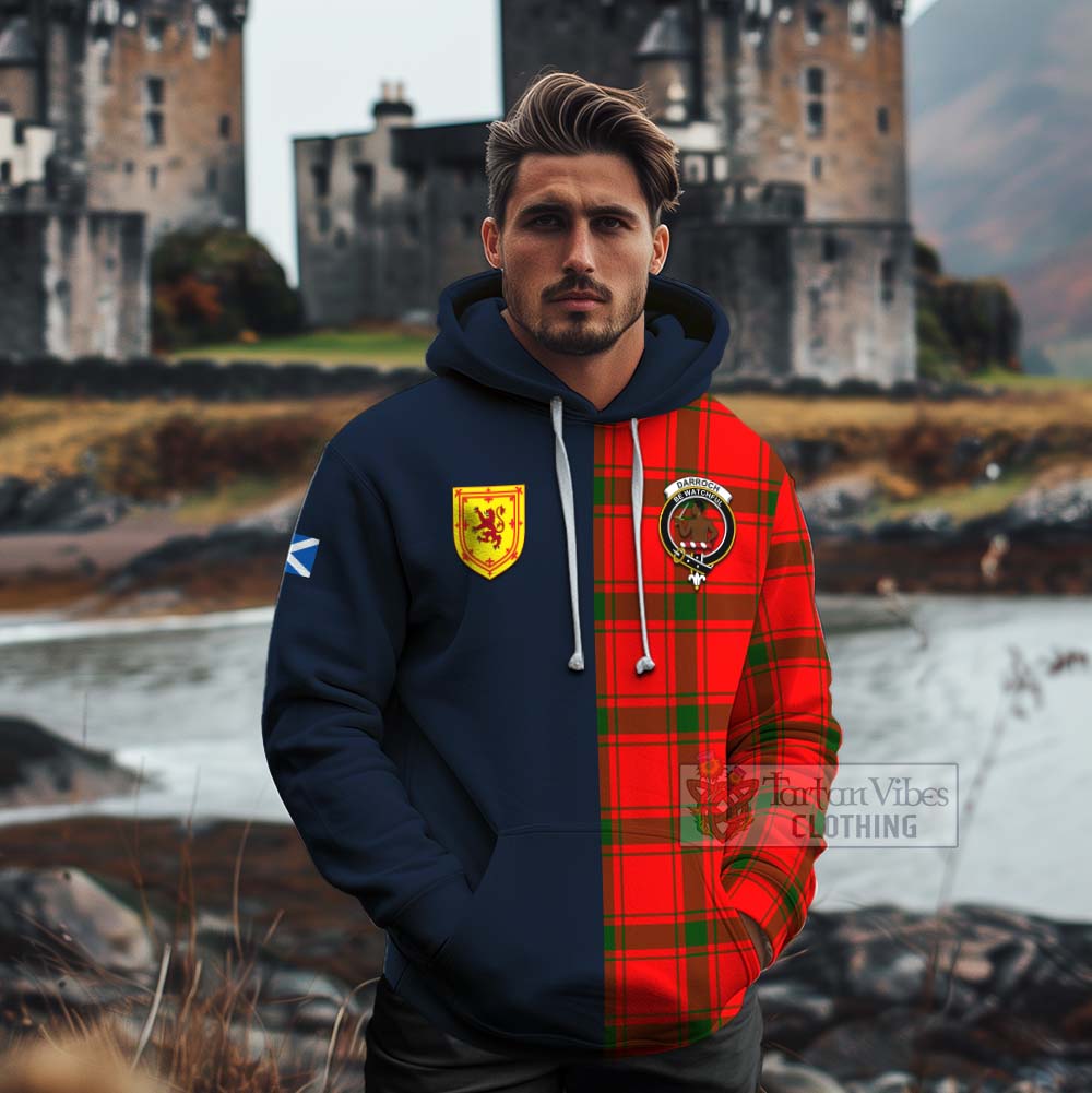 Darroch Tartan Cotton Hoodie Alba with Scottish Lion Royal Arm Half Style - Tartan Vibes Clothing