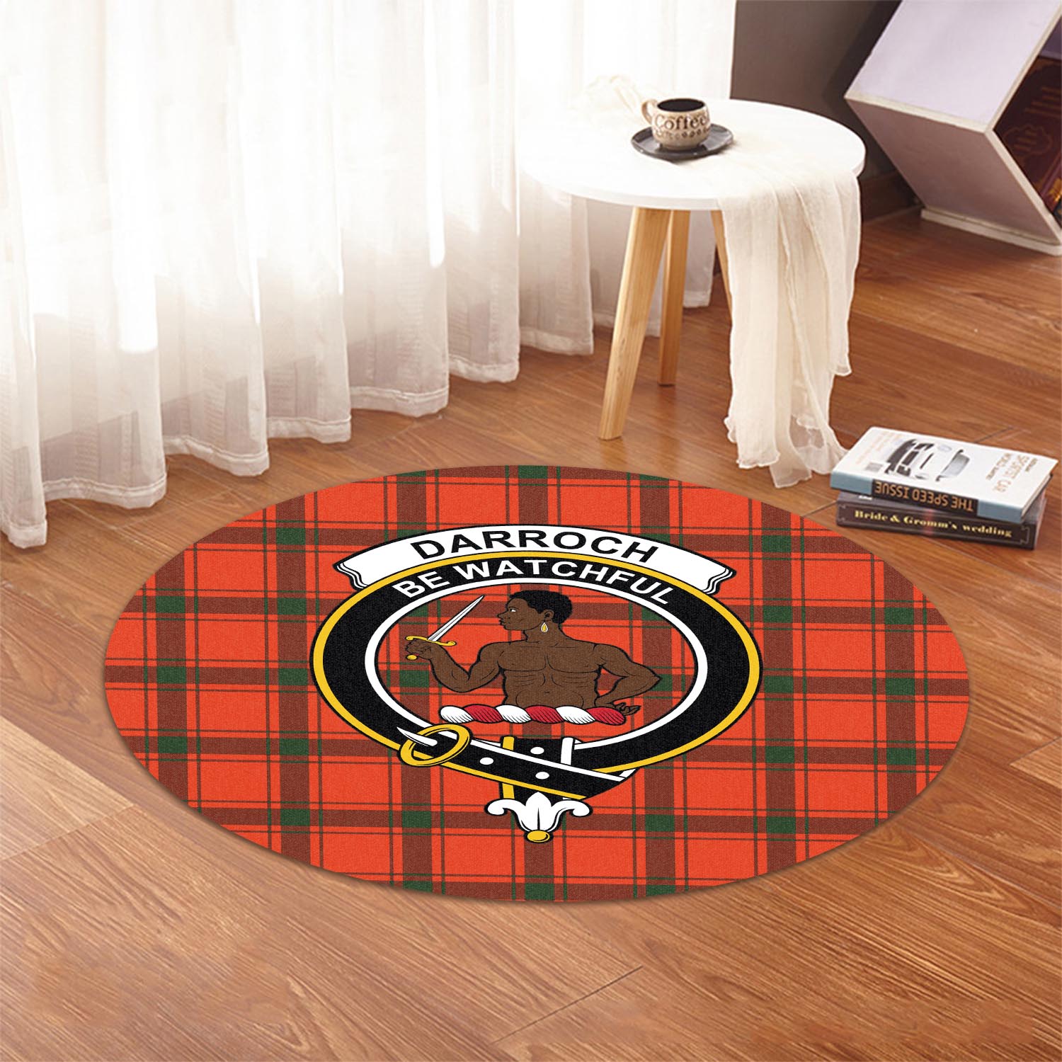 Darroch Tartan Round Rug with Family Crest - Tartan Vibes Clothing
