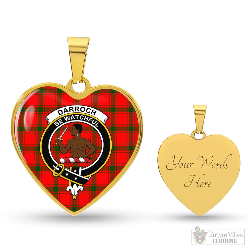 Darroch Tartan Heart Necklace with Family Crest Luxury Necklace (Gold) Yes - Tartan Vibes Clothing