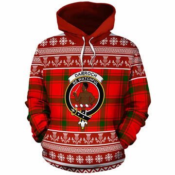 Darroch Clan Tartan Christmas Cotton Hoodie with Family Crest