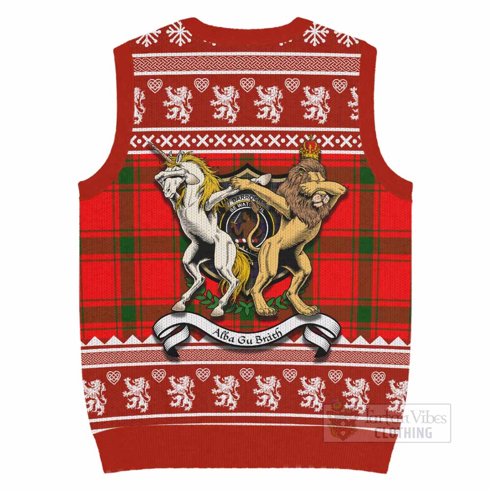 Darroch Clan Tartan Crest Christmas Knitted V-Neck Vest Coat of Arms Funny Style - Tartan Vibes Clothing