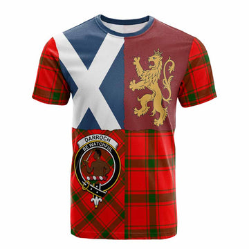 Darroch Crest Tartan Cotton T-shirt with Lion Rampant Saltire Style