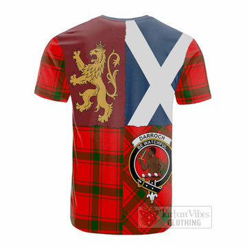 Darroch Crest Tartan Cotton T-shirt with Lion Rampant Saltire Style