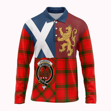 Darroch Crest Tartan Long Sleeve Polo Shirt with Lion Rampant Saltire Style