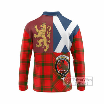 Darroch Crest Tartan Long Sleeve Polo Shirt with Lion Rampant Saltire Style
