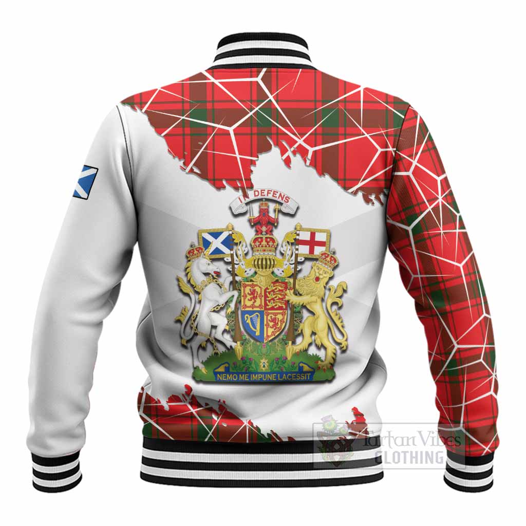 Darroch Tartan Baseball Jacket with Family Crest and Lion Rampant Grunge Style