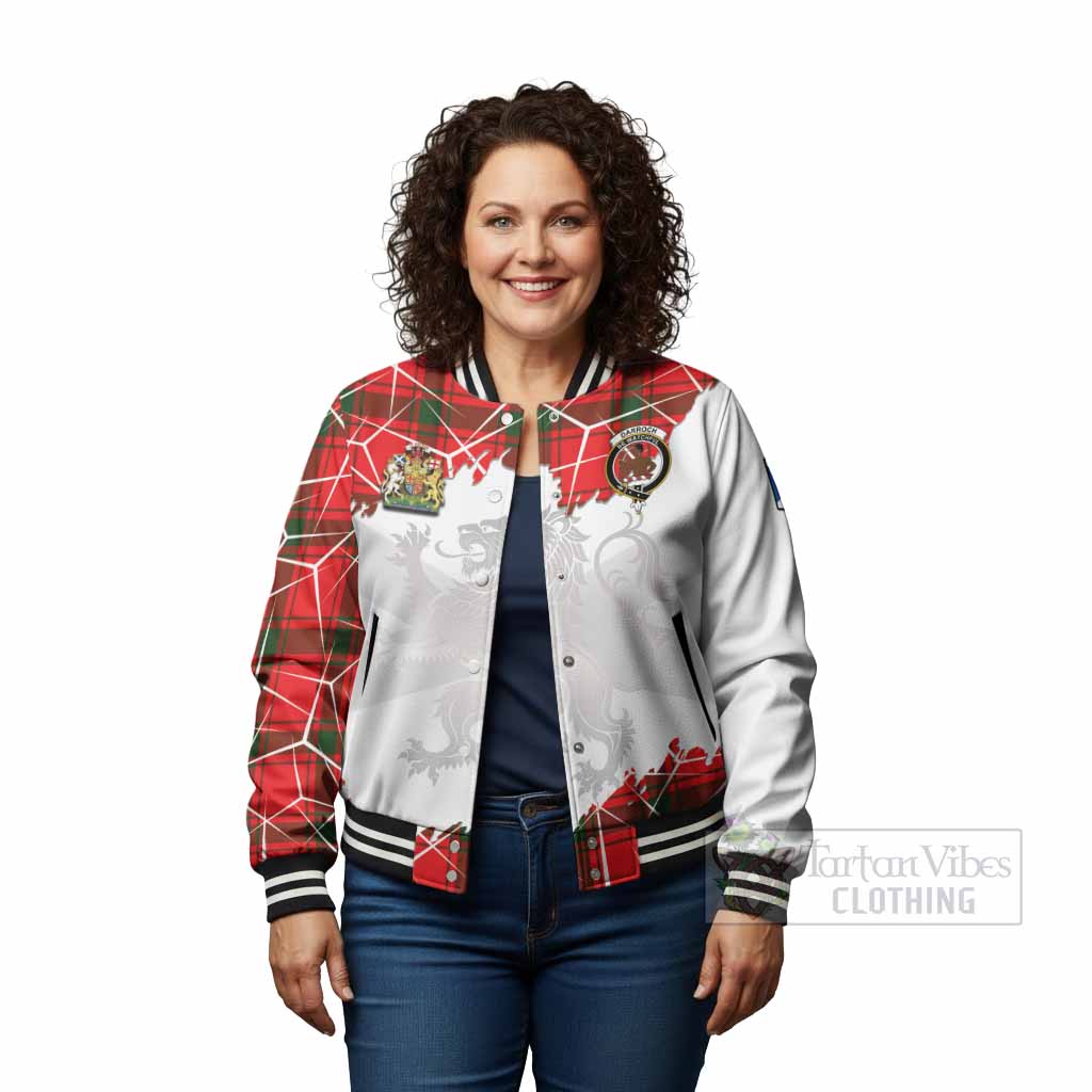 Darroch Tartan Baseball Jacket with Family Crest and Lion Rampant Grunge Style