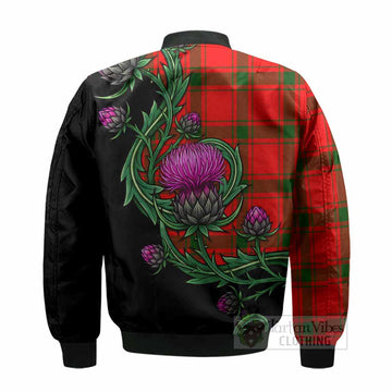Darroch Tartan Bomber Jacket Resilient Scottish Thistle - Tartan Vibes Clothing