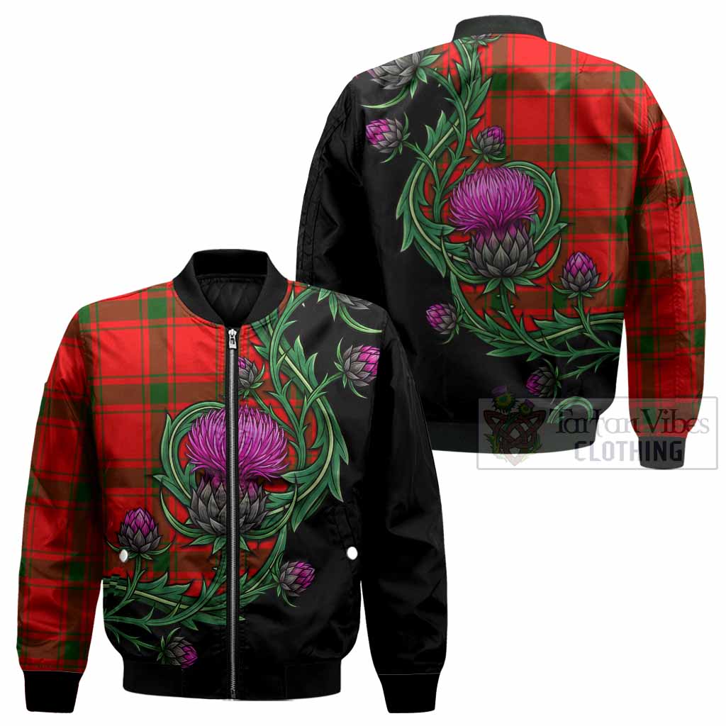Darroch Tartan Bomber Jacket Resilient Scottish Thistle - Tartan Vibes Clothing