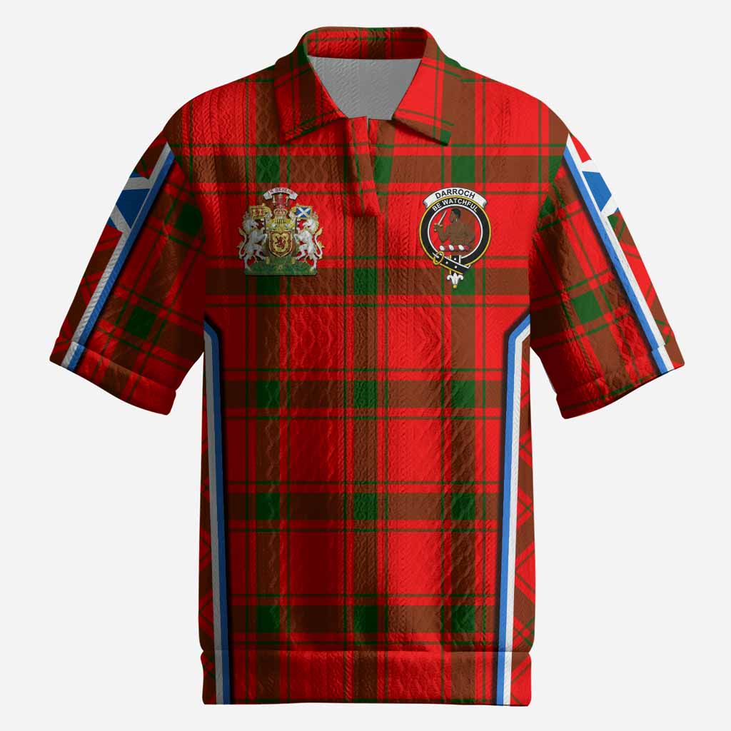 Darroch Tartan Crest Men’s Polo Sweater Top Scotland Coat of Arm Flag Style