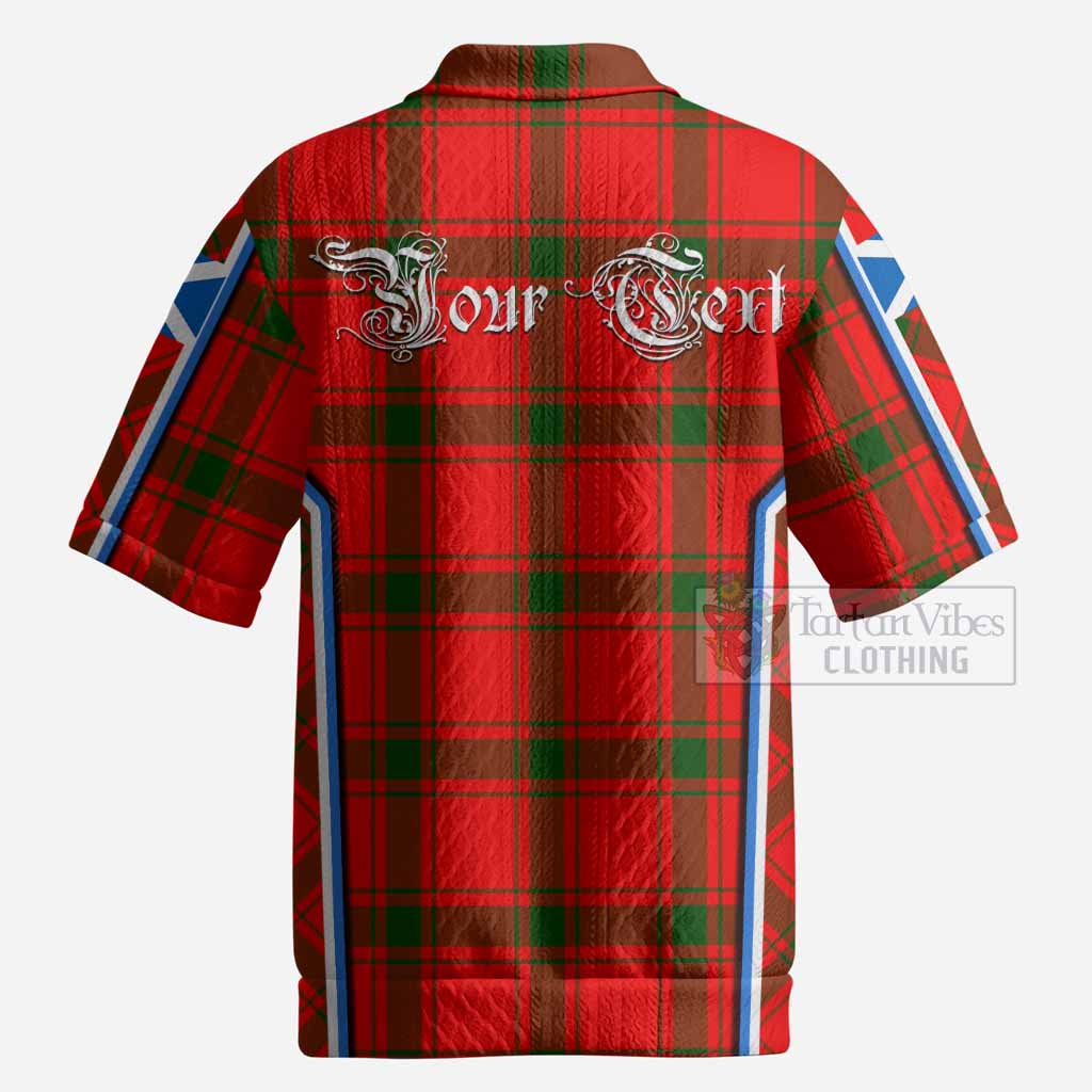 Darroch Tartan Crest Men’s Polo Sweater Top Scotland Coat of Arm Flag Style
