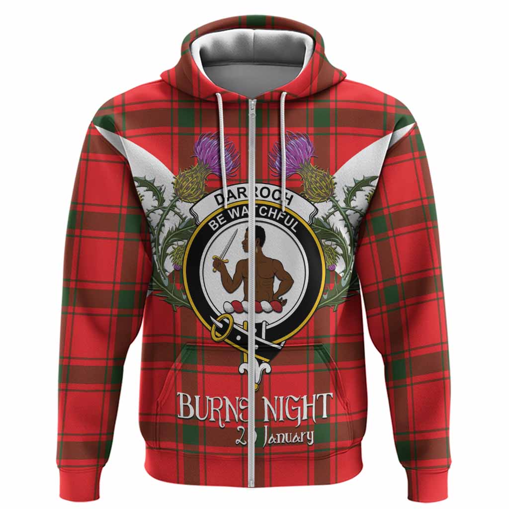 Darroch Tartan Family Crest Hoodie Scottish Burns Night Thistle Floral