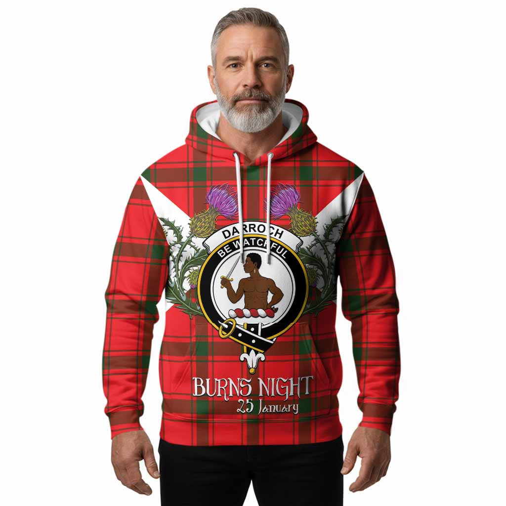 Darroch Tartan Family Crest Hoodie Scottish Burns Night Thistle Floral