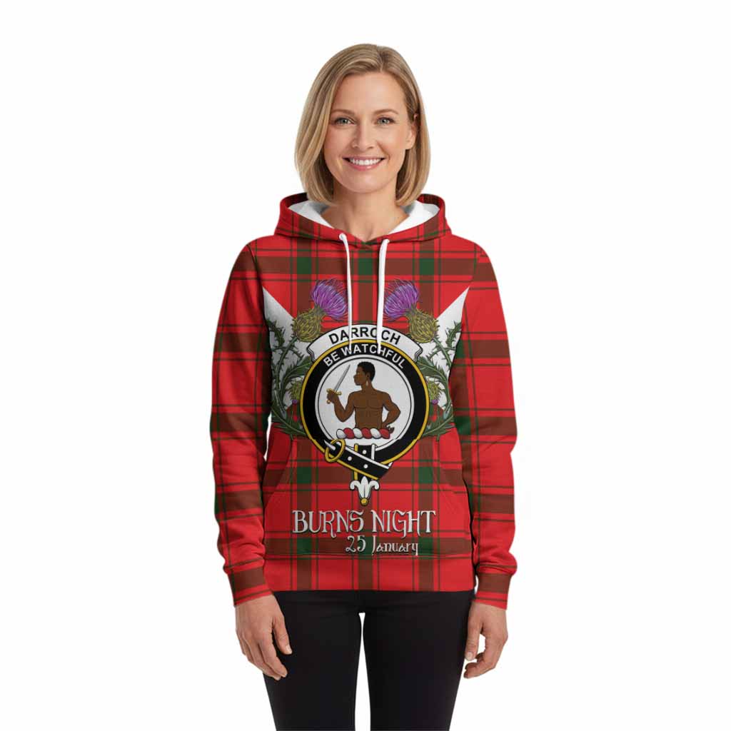 Darroch Tartan Family Crest Hoodie Scottish Burns Night Thistle Floral