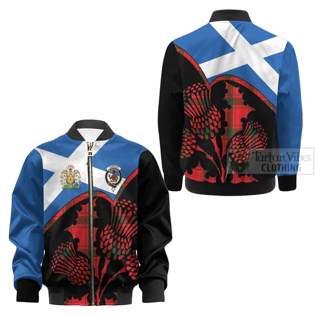 Darroch Tartan Family Crest Kid Bomber Jacket Scotland Thistle Floral Flag Style
