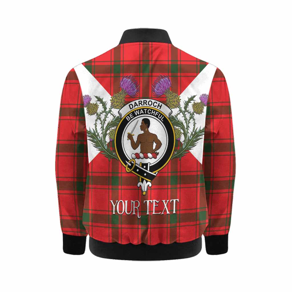 Darroch Tartan Family Crest Kid Bomber Jacket Scottish Burns Night Thistle Floral