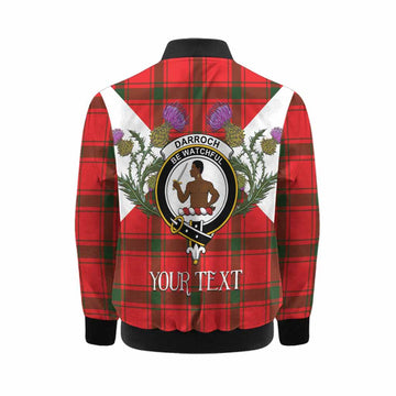 Darroch Tartan Family Crest Kid Bomber Jacket Scottish Burns Night Thistle Floral