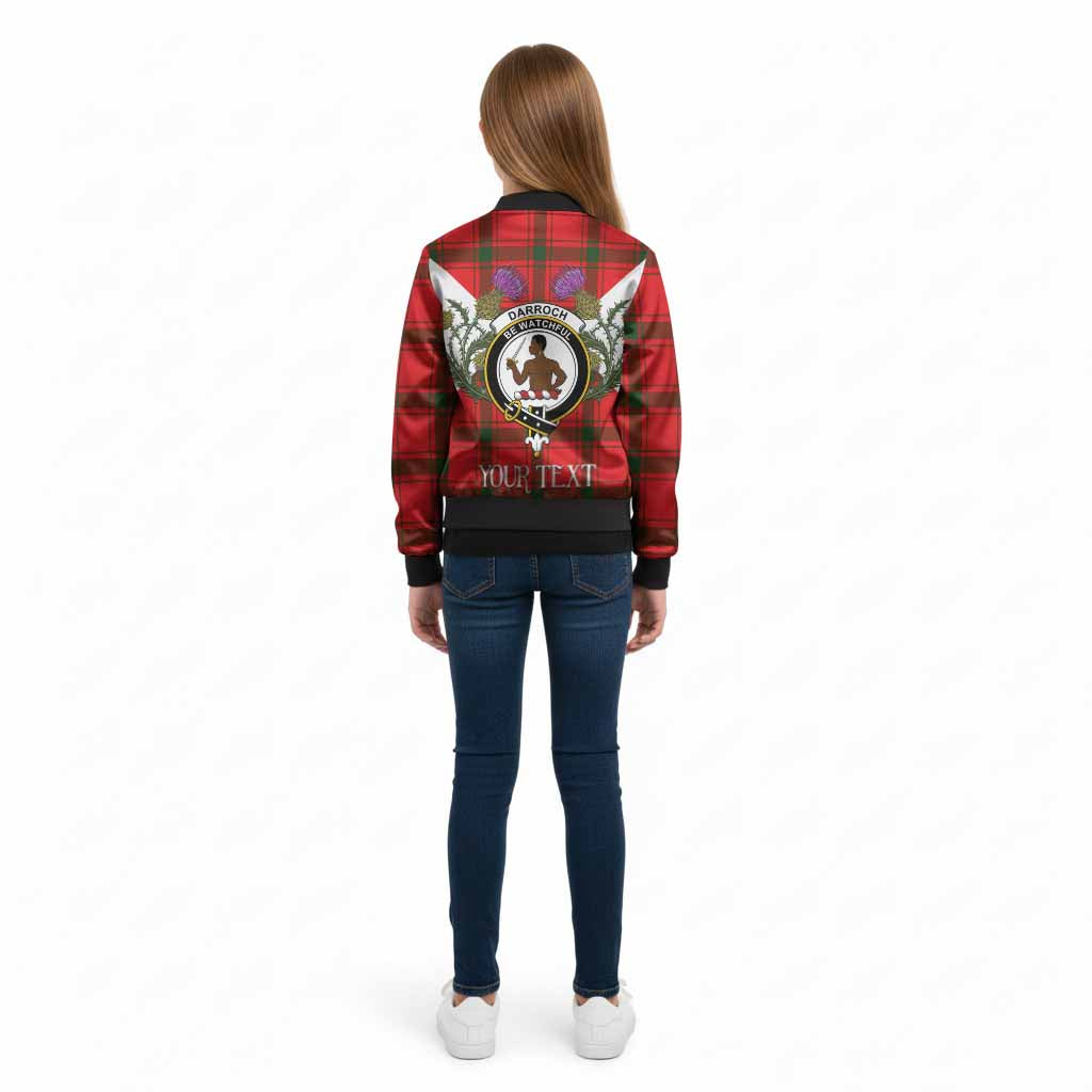Darroch Tartan Family Crest Kid Bomber Jacket Scottish Burns Night Thistle Floral