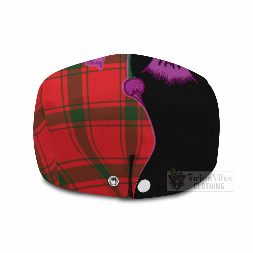 Darroch Tartan Flat Cap, Jeff Cap Traditional Scottish Thistle