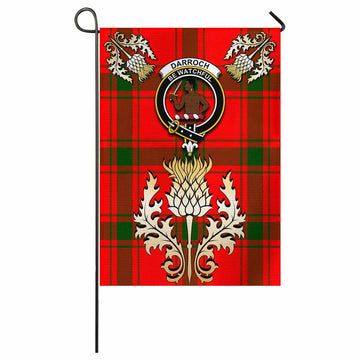 Darroch Tartan Garden Flag with Golden Regal Scottish Thistle Emblem - Tartan Vibes Clothing