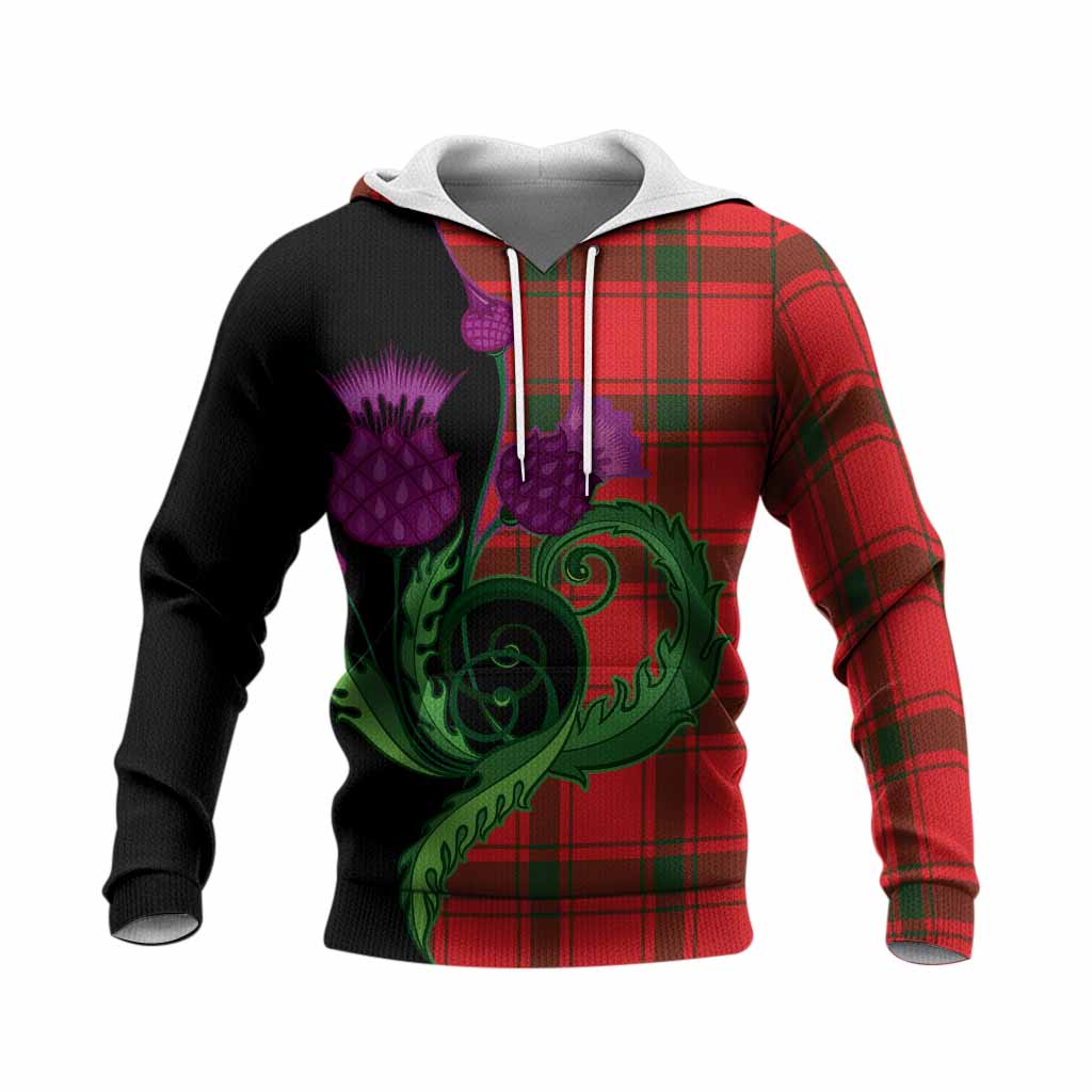 Darroch Tartan Knitted Hoodie Traditional Scottish Thistle
