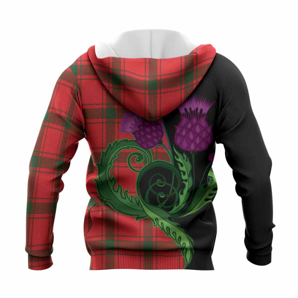 Darroch Tartan Knitted Hoodie Traditional Scottish Thistle