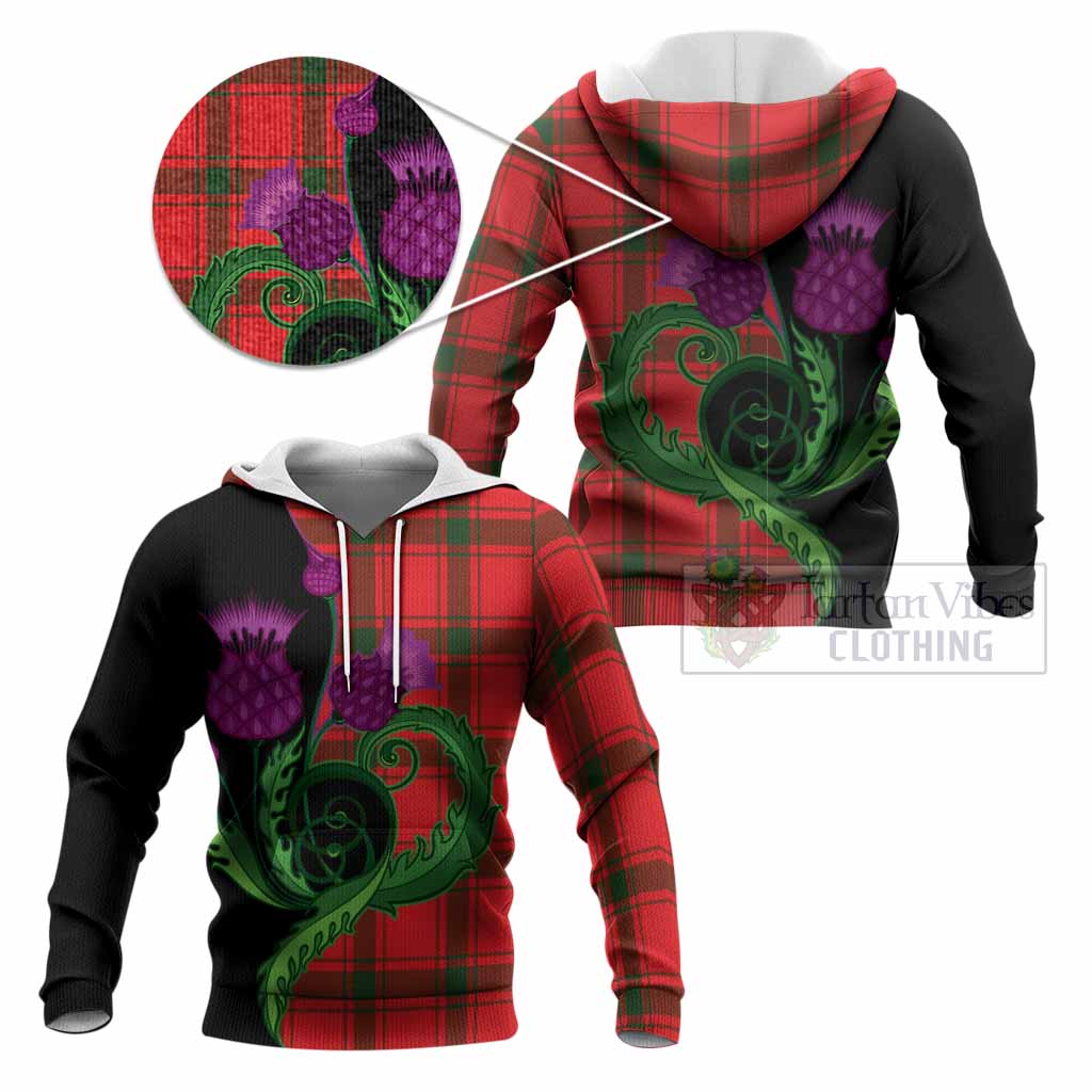 Darroch Tartan Knitted Hoodie Traditional Scottish Thistle
