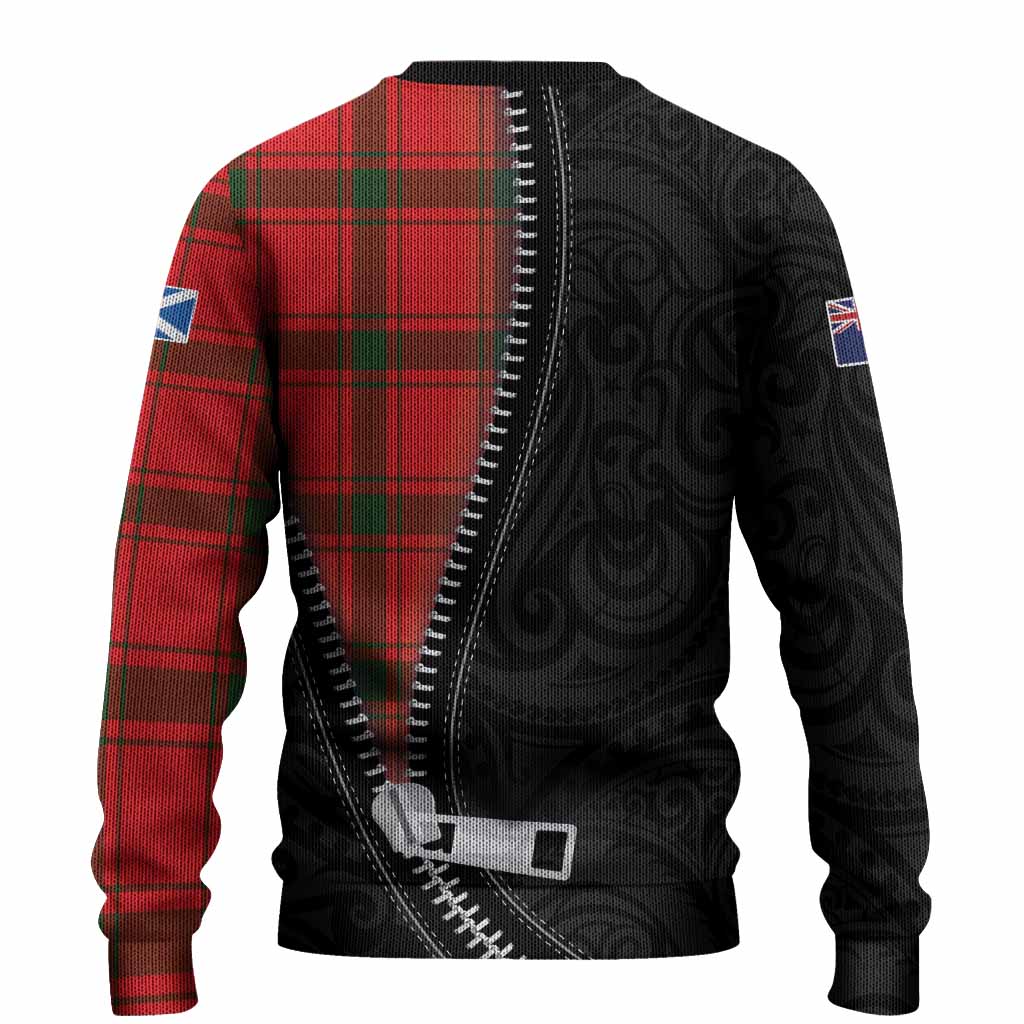 Darroch Tartan Knitted Sweater New Zealand Pattern Unique Zipper Stylized