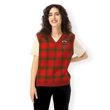 Darroch Tartan Knitted V-Neck Vest with Family Crest