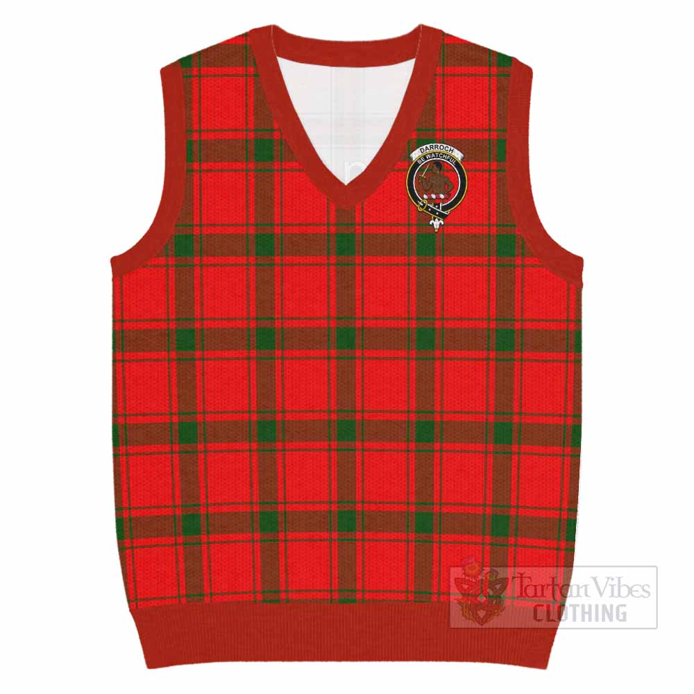 Darroch Tartan Knitted V-Neck Vest with Family Crest - Tartan Vibes Clothing