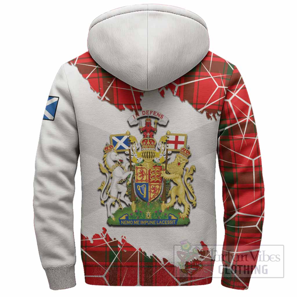Darroch Tartan Sherpa Hoodie with Family Crest and Lion Rampant Grunge Style