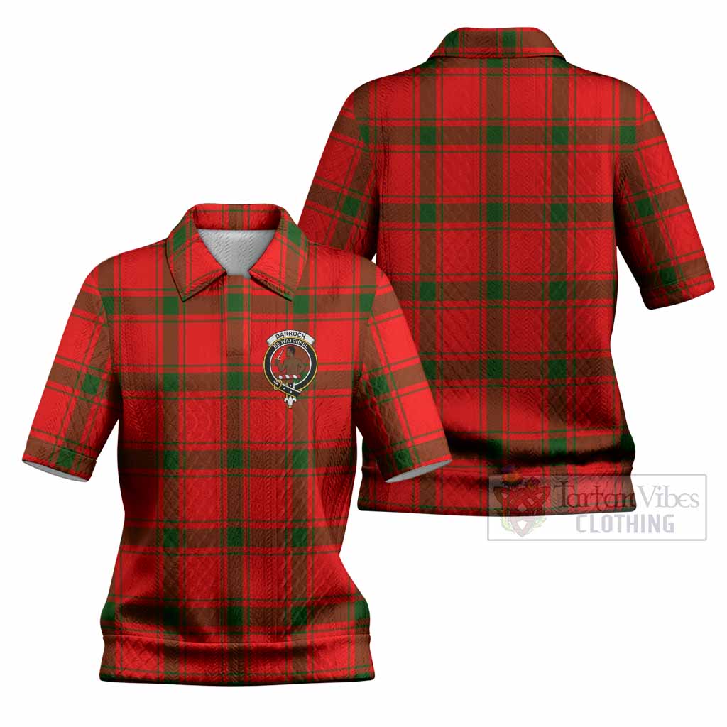 Darroch Tartan Women’s Polo Sweater Top with Family Crest