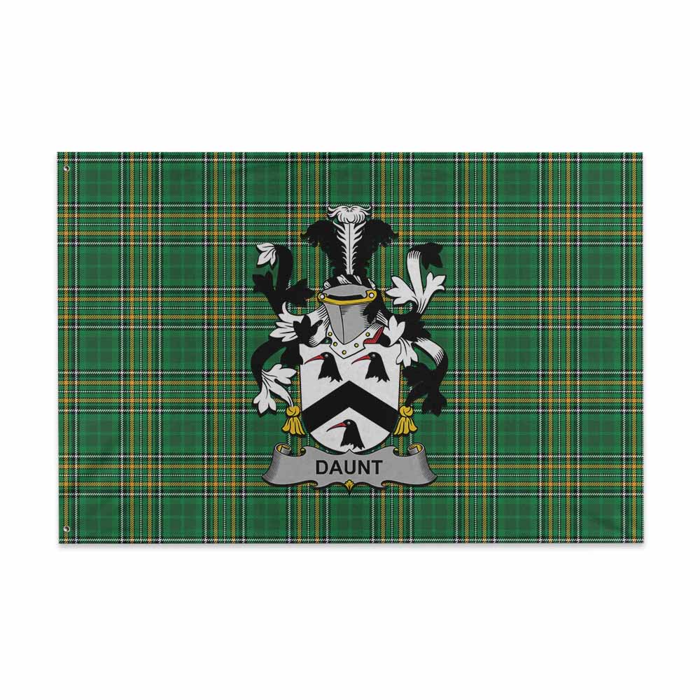 Tartan Vibes Clothing Daunt Irish Clan Tartan House Flag with Coat of Arms